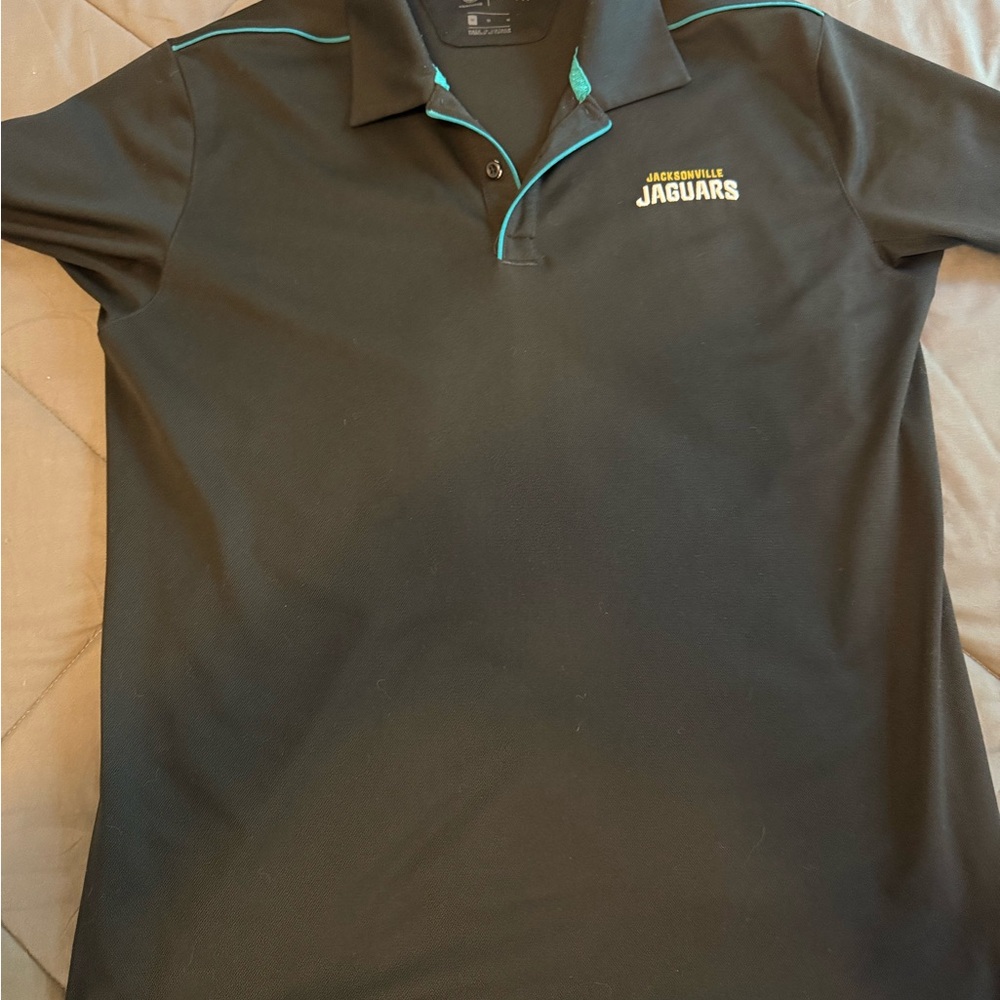 NFL Black Polo Shirt with Gold Logo Nike Dri-fit Jacksonville Jaguars